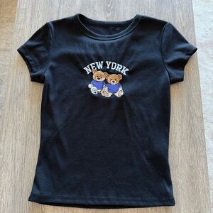 Black 'New York' Teddy Graphic Tee
